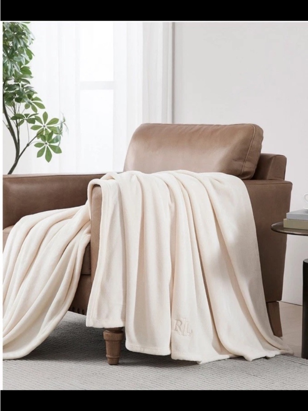 Lauren Ralph Lauren Micromink Plush Blanket monogram $140 cozy casual throw